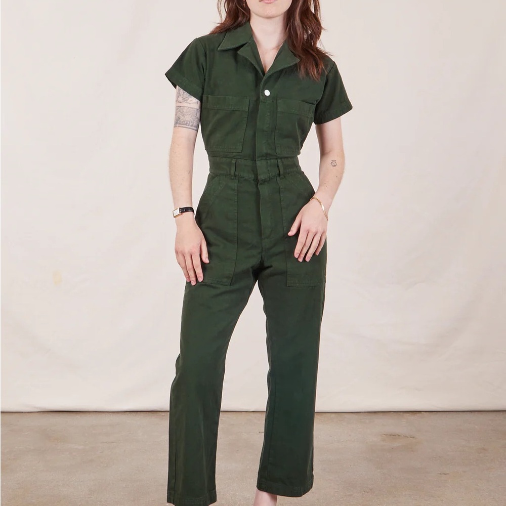 Big Bud Press Dark Green Short-Sleeve Utility Jumpsuit